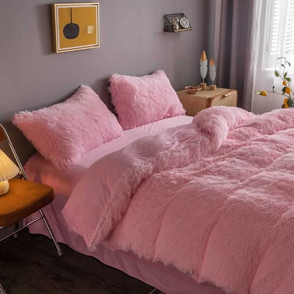 Faux Fur Comforter - Queen 4 Piece Set: image 2
