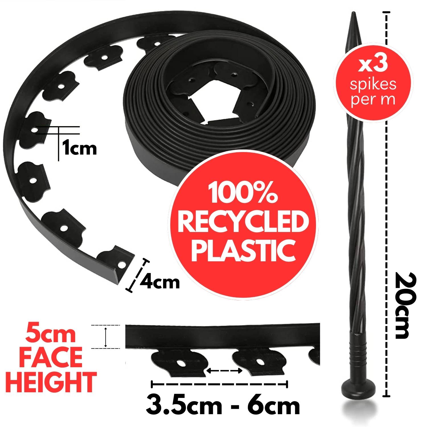 Plastic Lawn Edging - 5cm Face Height (per m): image 8