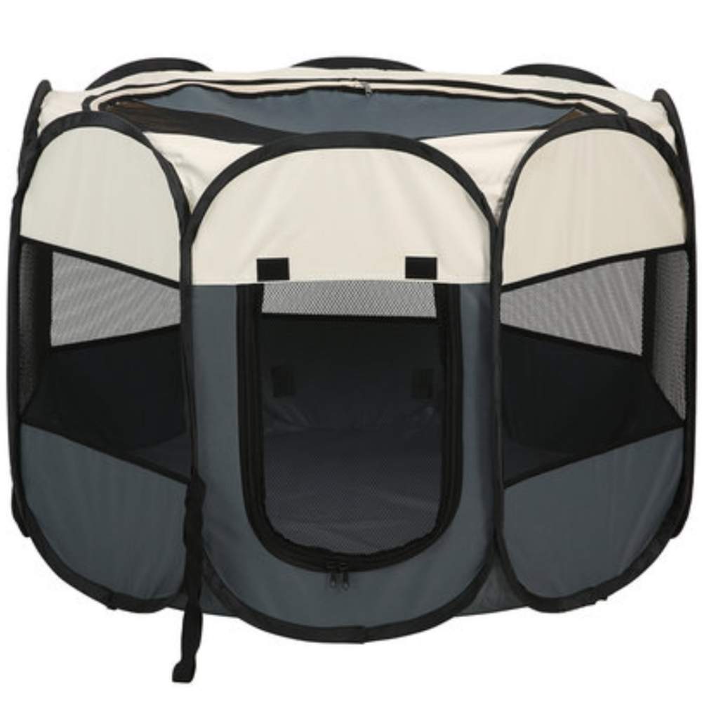 PARPET Collapsible Folding Pet Playpen Dog Crate Kennel Without Roof Ivory 